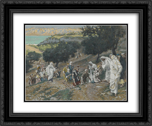 Jesus Heals the Blind and Lame on the Mountain 24x20 Black Ornate Wood Framed Art Print Poster with Double Matting by Tissot, James