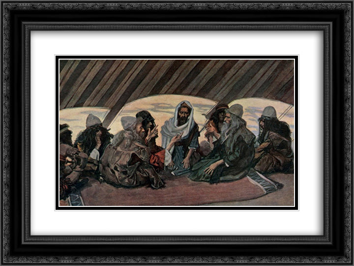 Jethro and Moses, as in Exodus 18 24x18 Black Ornate Wood Framed Art Print Poster with Double Matting by Tissot, James