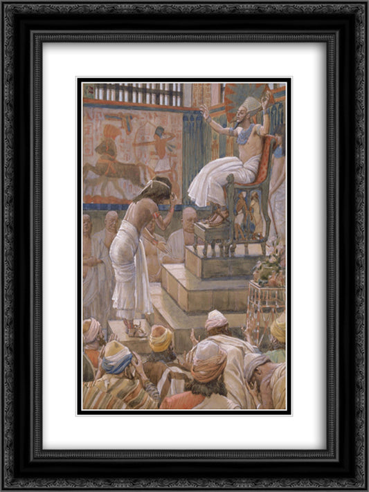 Joseph and His Brethren Welcomed by Pharaoh 18x24 Black Ornate Wood Framed Art Print Poster with Double Matting by Tissot, James