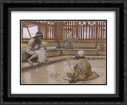 Joseph Converses With Judah, His Brother 24x20 Black Ornate Wood Framed Art Print Poster with Double Matting by Tissot, James