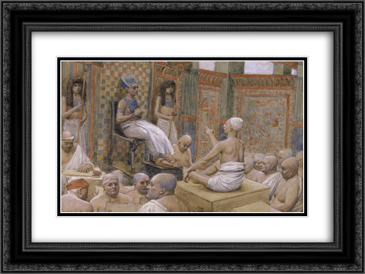 Joseph Interprets Pharaoh's Dream 24x18 Black Ornate Wood Framed Art Print Poster with Double Matting by Tissot, James