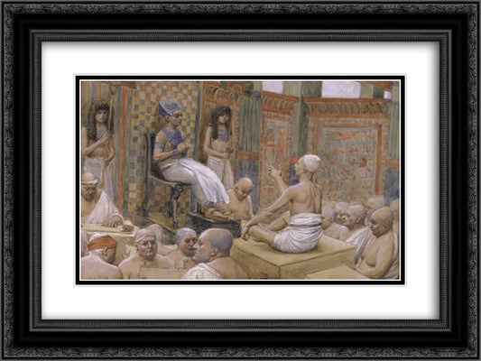 Joseph Interprets Pharaoh's Dream 24x18 Black Ornate Wood Framed Art Print Poster with Double Matting by Tissot, James