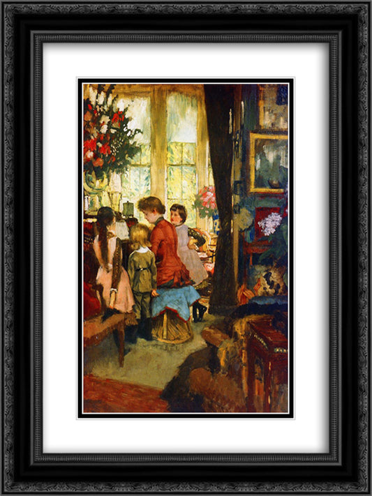 Kathleen Newton at the Piano 18x24 Black Ornate Wood Framed Art Print Poster with Double Matting by Tissot, James