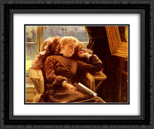 Kathleen Newton in an Armchair 24x20 Black Ornate Wood Framed Art Print Poster with Double Matting by Tissot, James