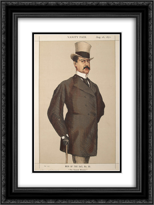 Men or Women of the Day No.300 Caricature of Don Manuel Rances-y-Villanueva 18x24 Black Ornate Wood Framed Art Print Poster with Double Matting by Tissot, James