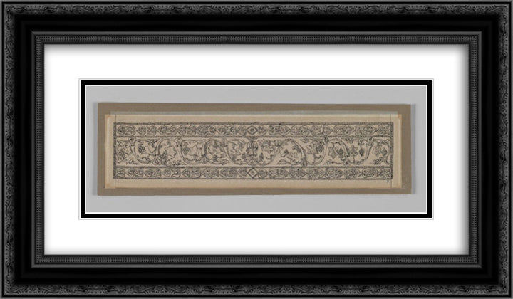 Metal ornament taken from the Mosque of Es-Sakra, from 'The Life of Our Lord Jesus Christ' 24x14 Black Ornate Wood Framed Art Print Poster with Double Matting by Tissot, James