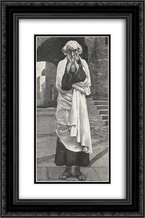 Micah, the prophet 16x24 Black Ornate Wood Framed Art Print Poster with Double Matting by Tissot, James