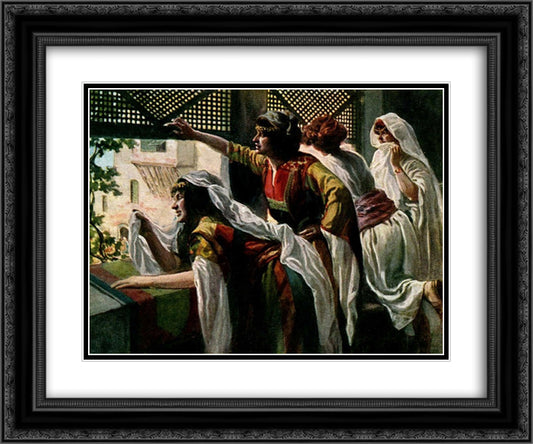 Michal Despises David 24x20 Black Ornate Wood Framed Art Print Poster with Double Matting by Tissot, James