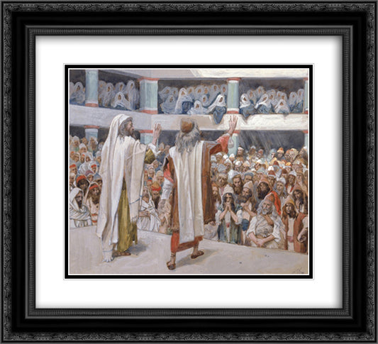 Moses and Aaron Speak to the People 22x20 Black Ornate Wood Framed Art Print Poster with Double Matting by Tissot, James