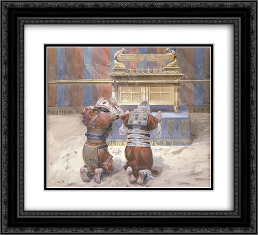 Moses and Joshua In the Tabernacle 22x20 Black Ornate Wood Framed Art Print Poster with Double Matting by Tissot, James