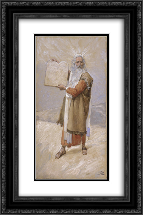 Moses and the Ten Commandments 16x24 Black Ornate Wood Framed Art Print Poster with Double Matting by Tissot, James