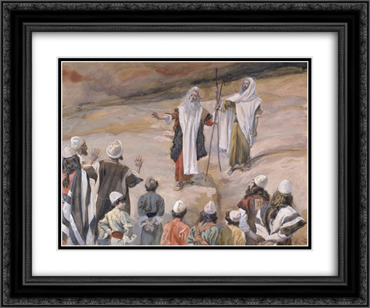 Moses Forbids the People to Follow Him 24x20 Black Ornate Wood Framed Art Print Poster with Double Matting by Tissot, James