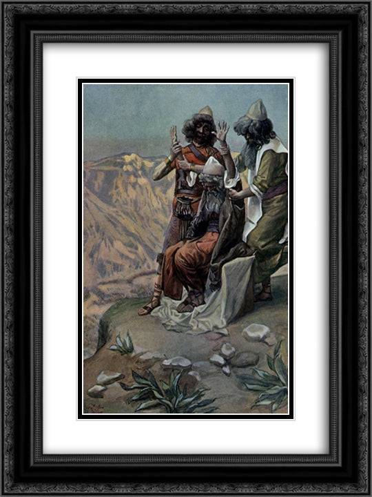 Moses on the Mountain During the Battle, as in Exodus 18x24 Black Ornate Wood Framed Art Print Poster with Double Matting by Tissot, James