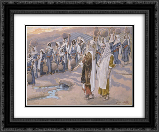 Moses Smiteth the Rock in the Desert 24x20 Black Ornate Wood Framed Art Print Poster with Double Matting by Tissot, James