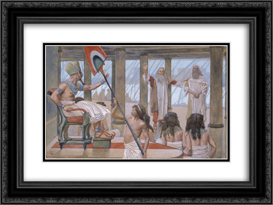 Moses Speaks to Pharaoh 24x18 Black Ornate Wood Framed Art Print Poster with Double Matting by Tissot, James