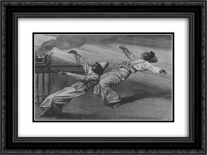 Nadab and Abihu are killed in the Tabernacle, Leviticus 24x18 Black Ornate Wood Framed Art Print Poster with Double Matting by Tissot, James