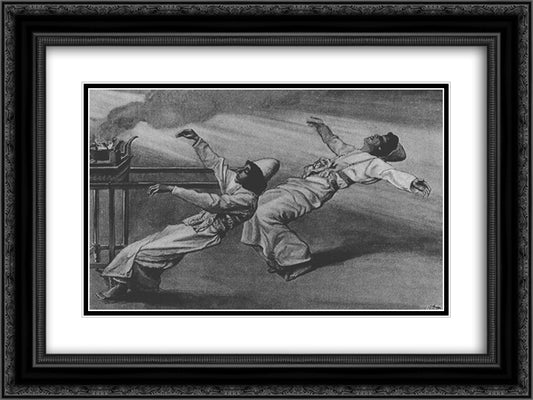 Nadab and Abihu are killed in the Tabernacle, Leviticus 24x18 Black Ornate Wood Framed Art Print Poster with Double Matting by Tissot, James