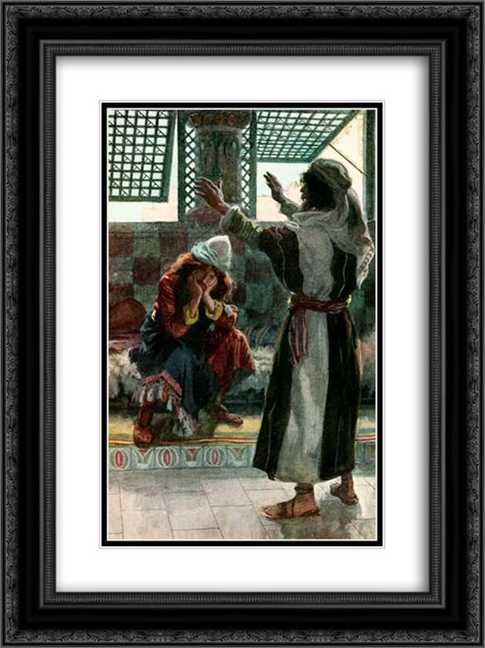 Nathan Rebukes David, as in 2 Samuel 120 18x24 Black Ornate Wood Framed Art Print Poster with Double Matting by Tissot, James