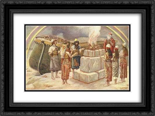 Noah's Sacrifice 24x18 Black Ornate Wood Framed Art Print Poster with Double Matting by Tissot, James