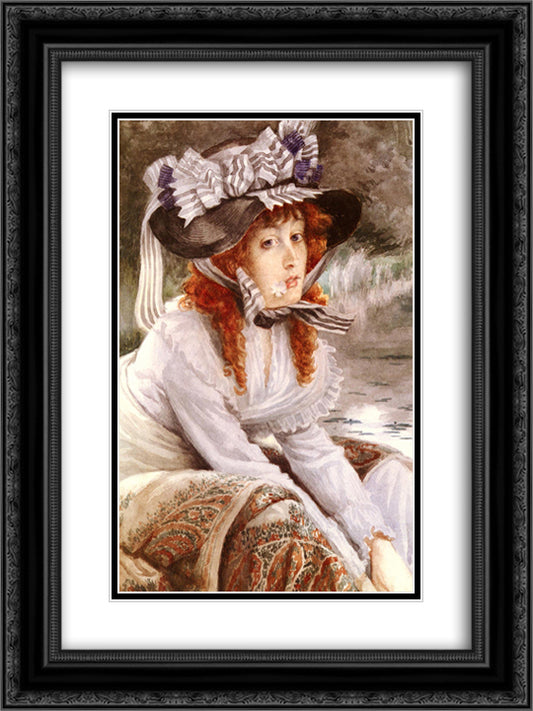 On the River 18x24 Black Ornate Wood Framed Art Print Poster with Double Matting by Tissot, James