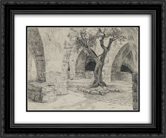 Out-building of the Armenian Convent, Jerusalem, illustration from 'The Life of Our Lord Jesus Christ' 24x20 Black Ornate Wood Framed Art Print Poster with Double Matting by Tissot, James