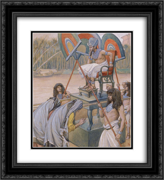 Pharaoh and the Midwives 20x22 Black Ornate Wood Framed Art Print Poster with Double Matting by Tissot, James