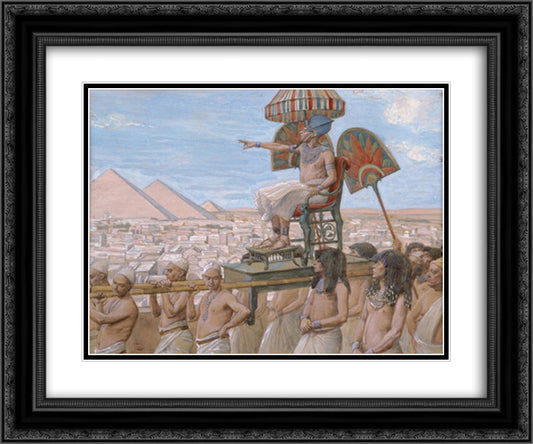 Pharaoh Notes the Importance of the Jewish People 24x20 Black Ornate Wood Framed Art Print Poster with Double Matting by Tissot, James