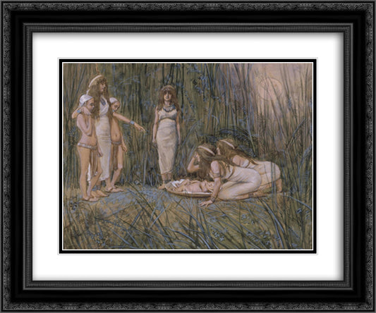 Pharaoh's Daughter Receives the Mother of Moses 24x20 Black Ornate Wood Framed Art Print Poster with Double Matting by Tissot, James