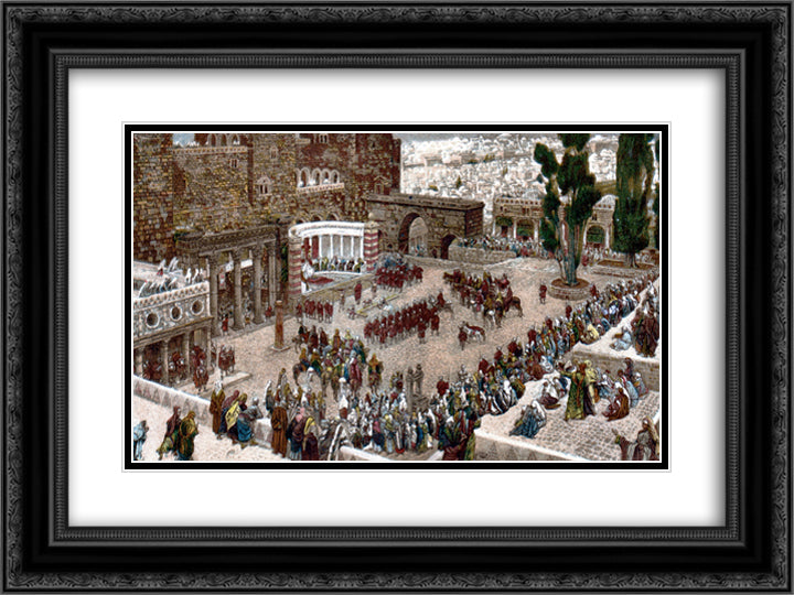 Pilates Forum 24x18 Black Ornate Wood Framed Art Print Poster with Double Matting by Tissot, James