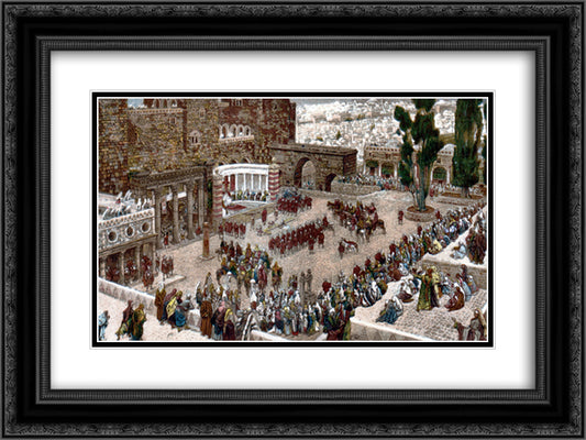 Pilates Forum 24x18 Black Ornate Wood Framed Art Print Poster with Double Matting by Tissot, James