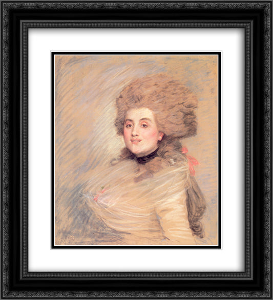 Portrait of an Actress in Eighteenth Century Dress 20x22 Black Ornate Wood Framed Art Print Poster with Double Matting by Tissot, James