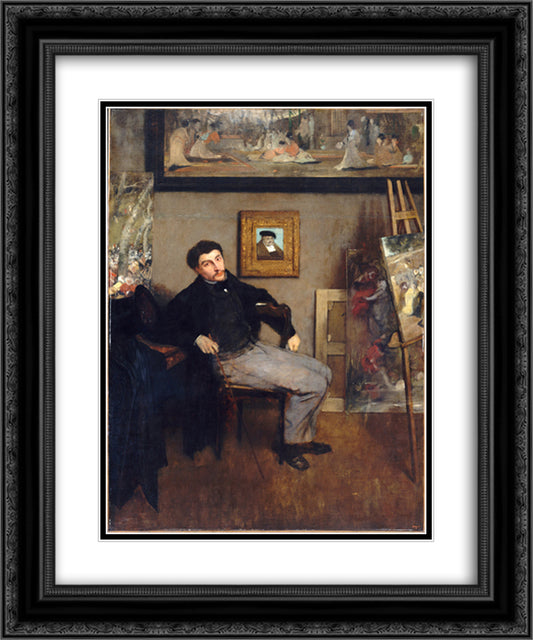 Portrait of James Tissot 20x24 Black Ornate Wood Framed Art Print Poster with Double Matting by Tissot, James