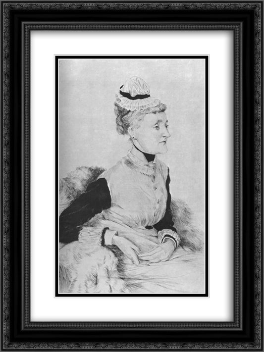 Portrait of M. B. 18x24 Black Ornate Wood Framed Art Print Poster with Double Matting by Tissot, James