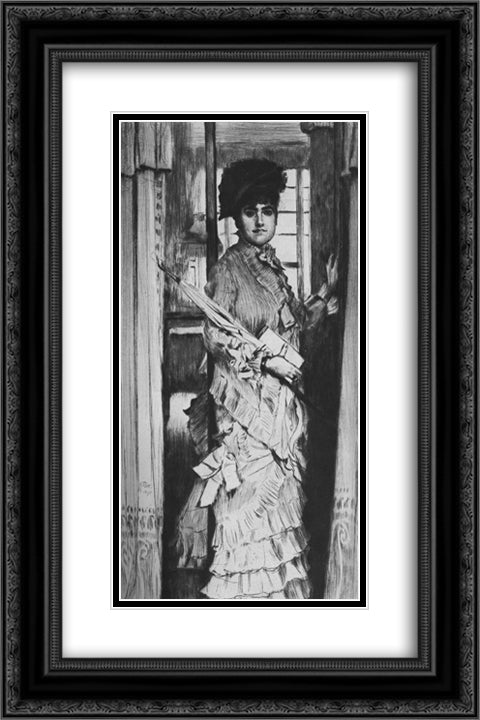 Portrait of Miss L. 16x24 Black Ornate Wood Framed Art Print Poster with Double Matting by Tissot, James