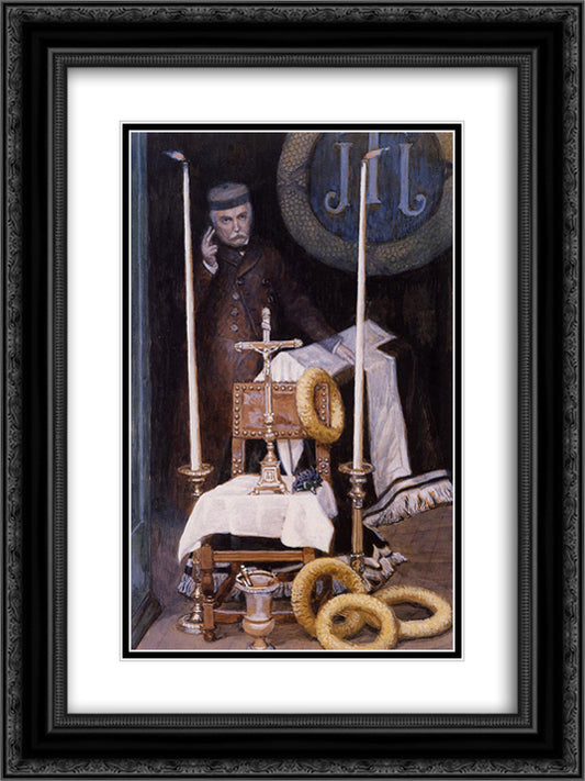 Portrait of the Pilgrim 18x24 Black Ornate Wood Framed Art Print Poster with Double Matting by Tissot, James