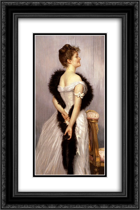 Portrait of the Vicomtesse de Montmorand 16x24 Black Ornate Wood Framed Art Print Poster with Double Matting by Tissot, James