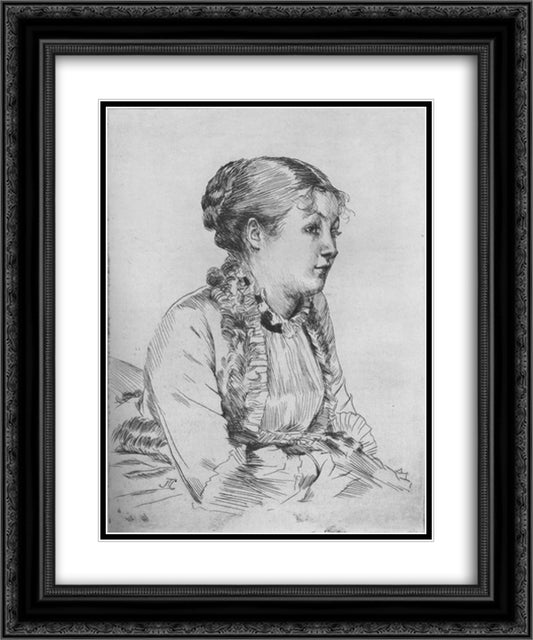 Portrait of Woman 20x24 Black Ornate Wood Framed Art Print Poster with Double Matting by Tissot, James