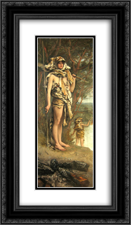Prehistoric Women 14x24 Black Ornate Wood Framed Art Print Poster with Double Matting by Tissot, James
