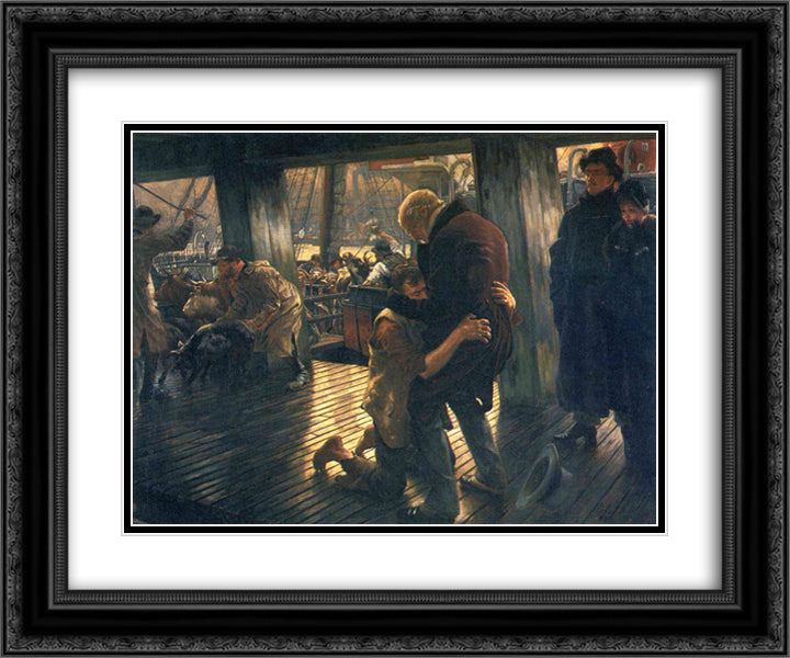 Prodigal Son, The Return 24x20 Black Ornate Wood Framed Art Print Poster with Double Matting by Tissot, James