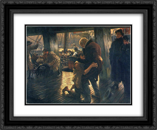 Prodigal Son, The Return 24x20 Black Ornate Wood Framed Art Print Poster with Double Matting by Tissot, James