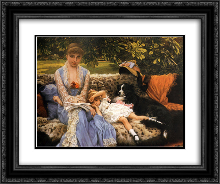Quiet 24x20 Black Ornate Wood Framed Art Print Poster with Double Matting by Tissot, James