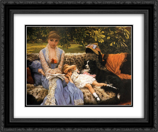 Quiet 24x20 Black Ornate Wood Framed Art Print Poster with Double Matting by Tissot, James