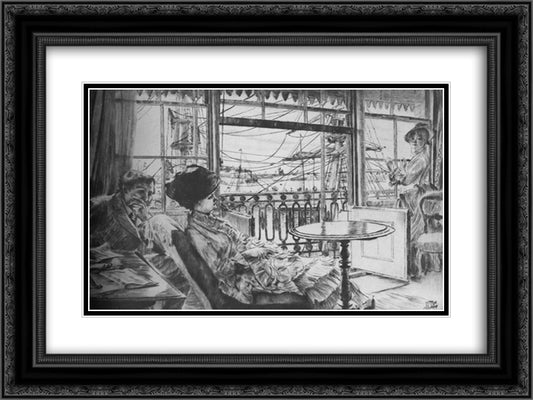 Ramsgate 24x18 Black Ornate Wood Framed Art Print Poster with Double Matting by Tissot, James