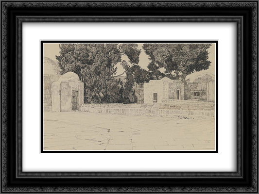 Rear of the Mosque of Omar 24x18 Black Ornate Wood Framed Art Print Poster with Double Matting by Tissot, James