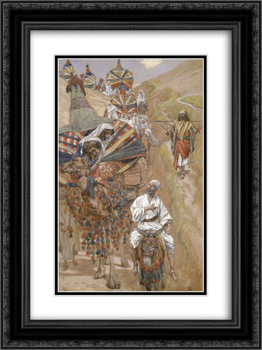 Rebecca Meets Isaac by the Way 18x24 Black Ornate Wood Framed Art Print Poster with Double Matting by Tissot, James