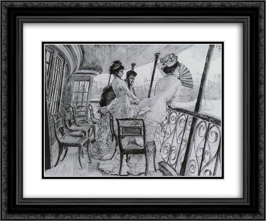 Remembrance Ball on Board 24x20 Black Ornate Wood Framed Art Print Poster with Double Matting by Tissot, James