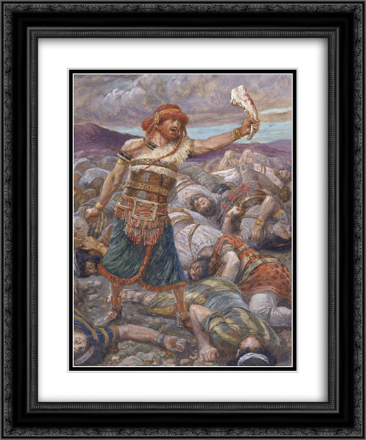 Samson Slays a Thousand Men 20x24 Black Ornate Wood Framed Art Print Poster with Double Matting by Tissot, James