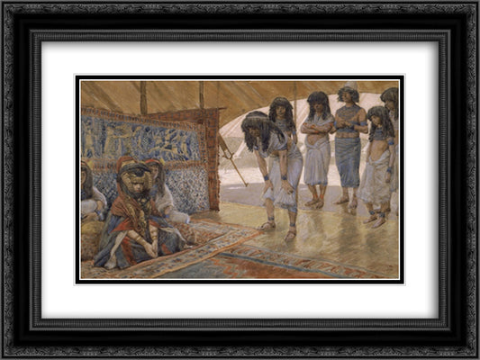 Sarai Is Taken to Pharaoh's Palace 24x18 Black Ornate Wood Framed Art Print Poster with Double Matting by Tissot, James