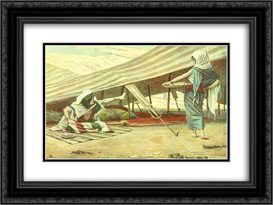 Sarai Sends Hagar Away 24x18 Black Ornate Wood Framed Art Print Poster with Double Matting by Tissot, James