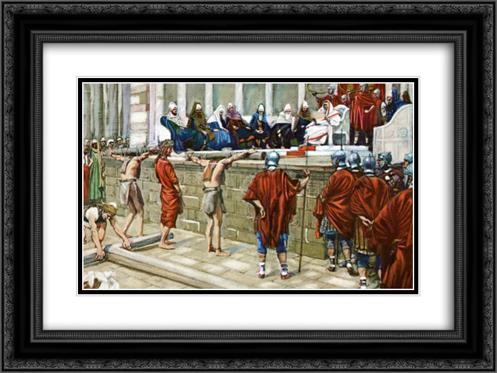 Shall I crucify 24x18 Black Ornate Wood Framed Art Print Poster with Double Matting by Tissot, James